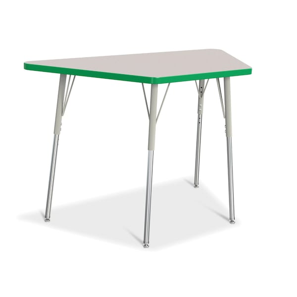 Jonti-Craft Berries Trapezoid Activity Tables, 24 in. x 48 in., A-height, Freckled Gray/Green/Gray 6438JCA119 - main